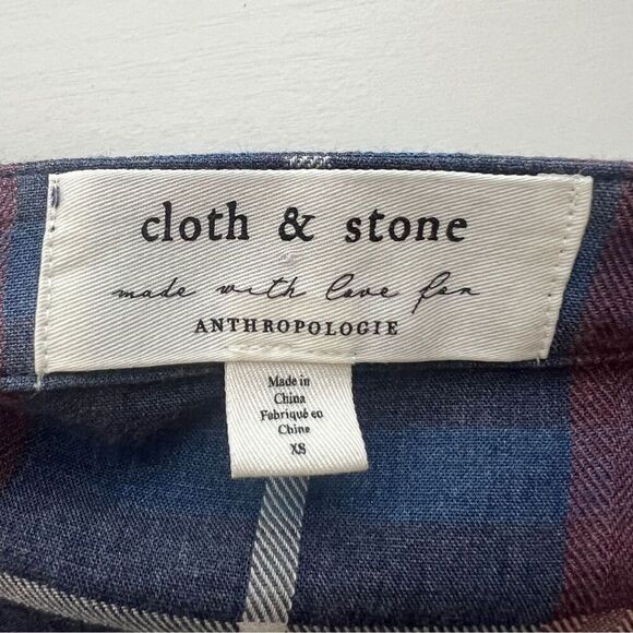 Anthropologie Cloth & Stone Long Sleeve Plaid Shirt Side Ruffle Dress Sz XS (554 - Picture 9 of 10